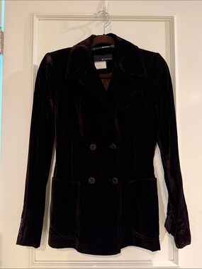 Samsonite Black Label Velvet Double-Breasted Women's Jacket - Dark Brown
